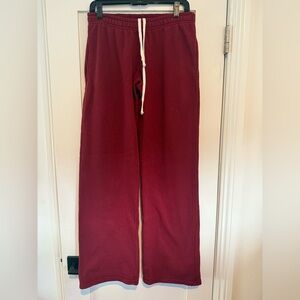 Brandy Melville Burgundy Red Joggers with White Drawstring